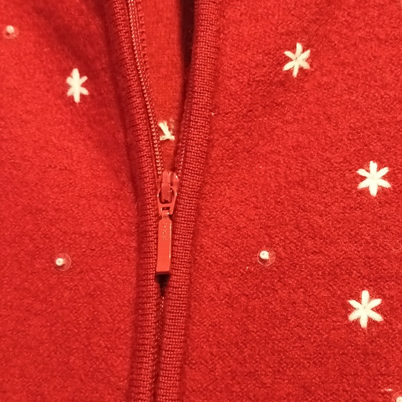 Christmas Red Vest Merino WoolEmbroidered Winter Festive Medium - Picture 3 of 13